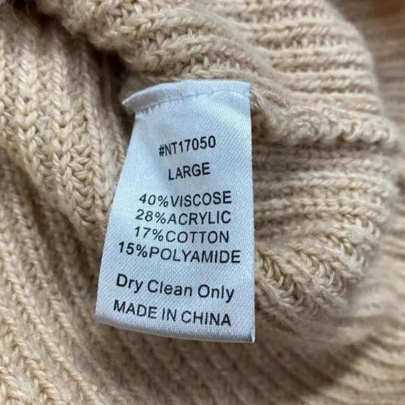 LUMIERE WOMEN'S LONG SLEEVE CREAM KNIT TUNIC SWEATER LARGE - Picture 5 of 6